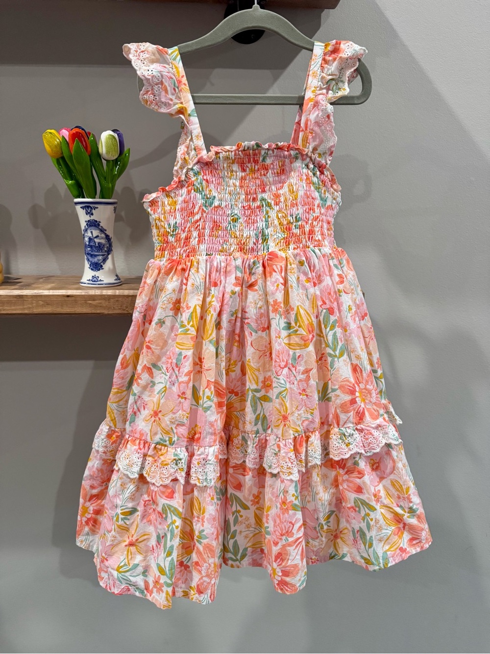 Haute Hippie Girls Floral Sundress in Pink, Yellow & Green Size 7